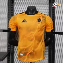 Camisa AS Roma Futebol Visitante Segundo Kit 2025/26 Versão Jogador Laranja