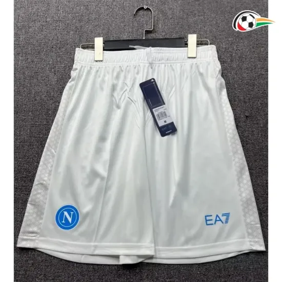 Napoli Shorts Futebol Local Primeiro Kit 2025/26 Branco/Azul Napoli Shorts Futebol Local Primeiro Kit 2025/26 Branco/Azul
