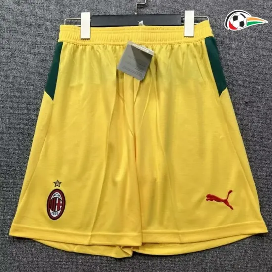 Shorts AC Milan Baratas Alternativa Terceiro Kit 2025/26 Amarelo Shorts AC Milan Baratas Alternativa Terceiro Kit 2025/26 Amarelo