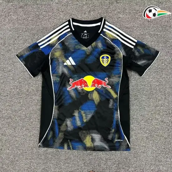 Camisola Leeds United Replicas Terceiro Kit 2025/26 Preto/Azul Camisola Leeds United Replicas Terceiro Kit 2025/26 Preto/Azul