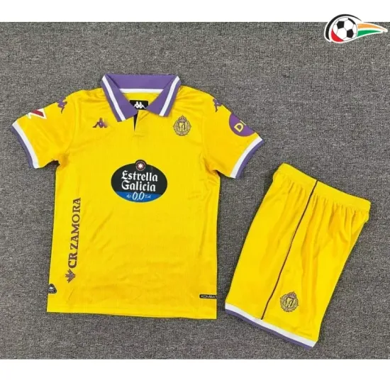 Equipacione Real Valladolid Baratas Thrid Terceiro Kit 2025/26 Infantil com Patch da La Liga Amarelo Equipacione Real Valladolid Baratas Thrid Terceiro Kit 2025/26 Infantil com Patch da La Liga Amarelo