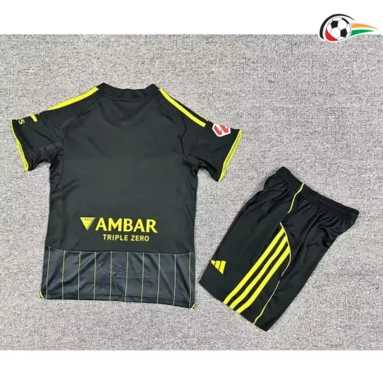 Equipacione Real Zaragoza Qualidade AAA Visitante 2025/26 Niños com Patch da La Liga Preto