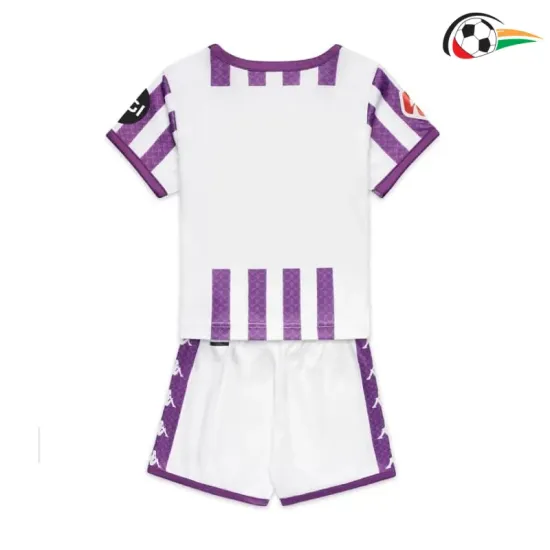 Camisa Real Valladolid Qualidade AAA Local 2025/26 Infantil com Patch da La Liga Roxo/Branco Camisa Real Valladolid Qualidade AAA Local 2025/26 Infantil com Patch da La Liga Roxo/Branco