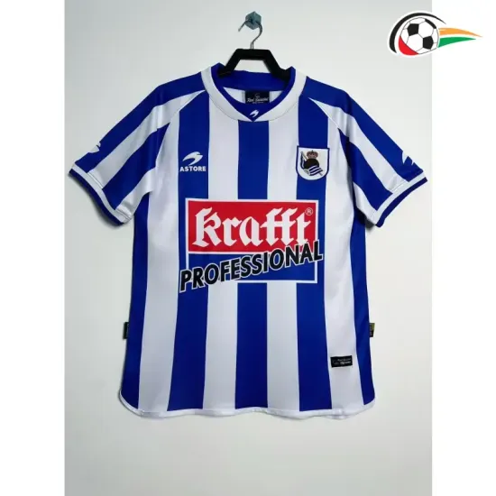 Camisola Real Sociedad Qualidade Premium Home Primeiro Kit 2002/03 Retro Azul/Branco Camisola Real Sociedad Qualidade Premium Home Primeiro Kit 2002/03 Retro Azul/Branco