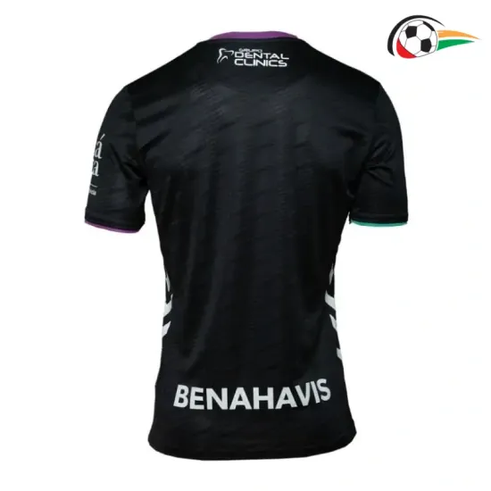Camisa Málaga CF Away 2025/2026 com Patch da La Liga Preto Camisa Málaga CF Away 2025/2026 com Patch da La Liga Preto