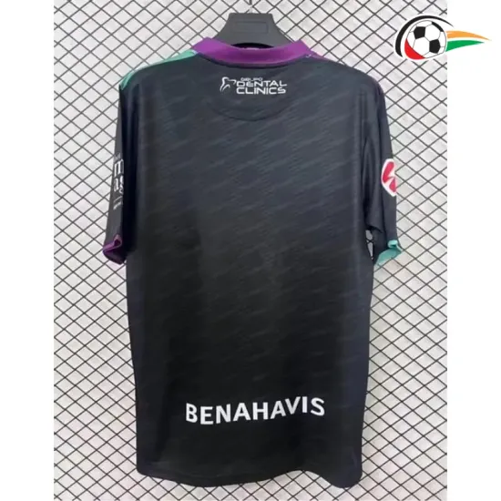 Camisa Málaga CF Away 2025/2026 com Patch da La Liga Preto Camisa Málaga CF Away 2025/2026 com Patch da La Liga Preto