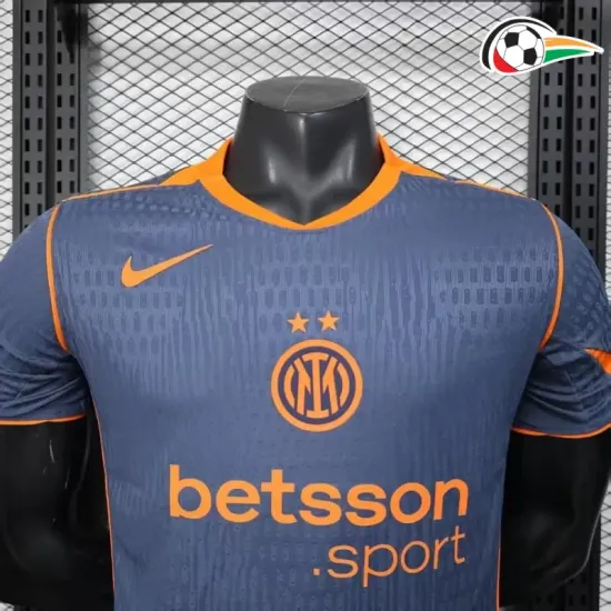 Camisa Inter de Milan Thrid 2025/2026 Versão Jogador Cinza/Laranja Camisa Inter de Milan Thrid 2025/2026 Versão Jogador Cinza/Laranja