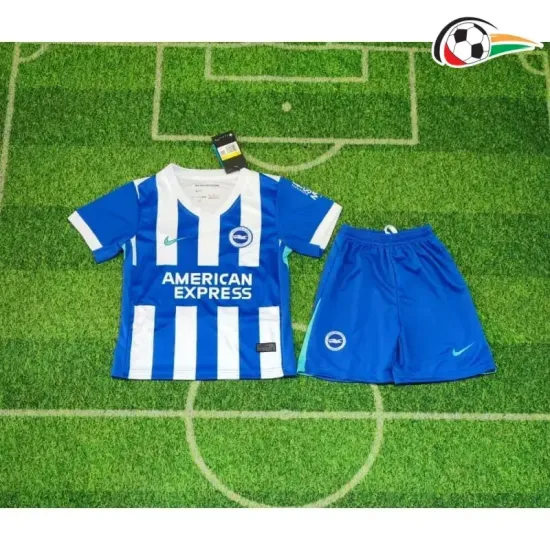 Camisa Brighton Titular 2025/2026 Infantil Azul/Branco