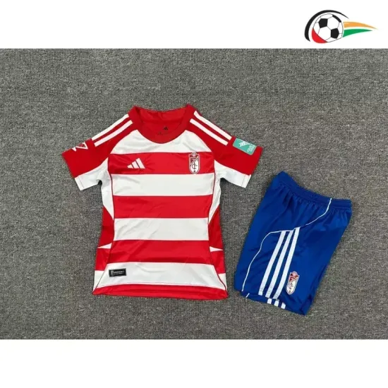 Camisa Granada Titular 2025/26 Infantil com Patch da La Liga Vermelho/Branco