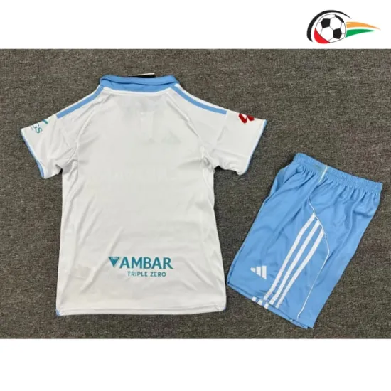 Camisa Real Zaragoza Titular 2025/26 Infantil com Patch da La Liga Branco/Azul