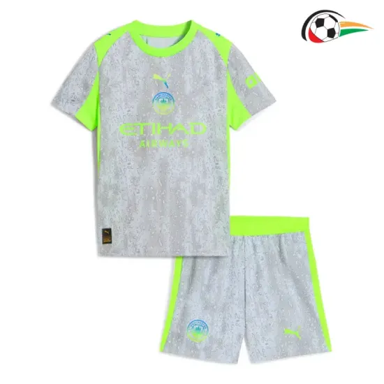 Camisa Manchester City Third 2025/26 Infantil Cinza/Verde