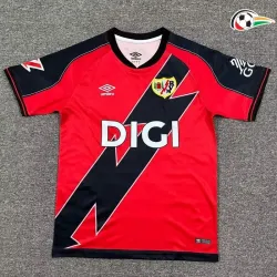 Camisa Rayo Vallecano Reserva 2025/26 Infantil com Patch da La Liga Vermelho/Preto