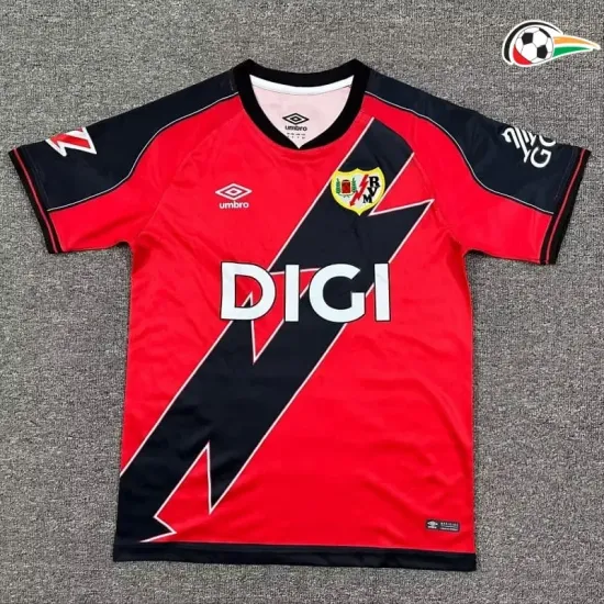 Camisa Rayo Vallecano Reserva 2025/26 Infantil com Patch da La Liga Vermelho/Preto