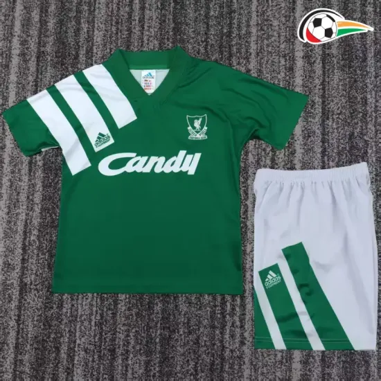 Camisa Liverpool Reserva 1991/92 Retrô Infantil Verde/Branco
