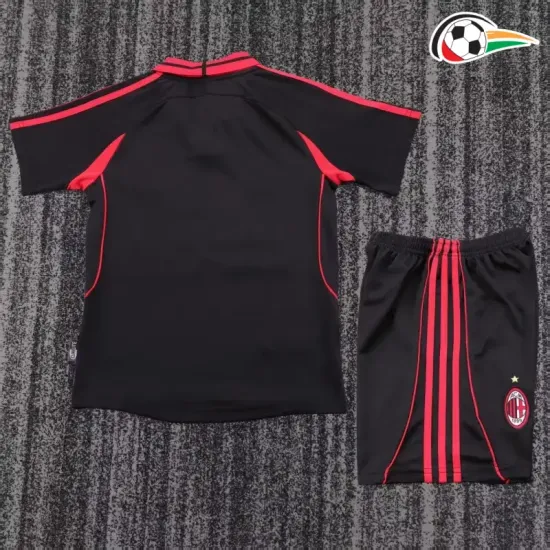 Camisa AC Milan Third 2000/01 Retrô Infantil Preto/Vermelho