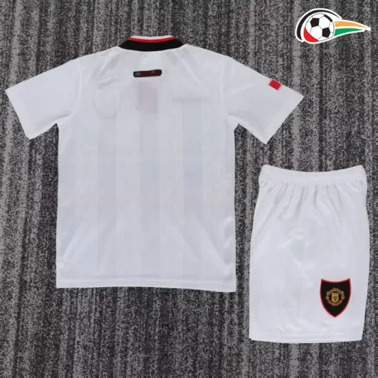 Camisa Manchester United Reserva 1998/99 Retrô Infantil Branco