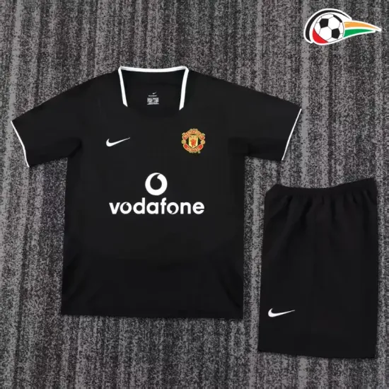 Camisa Manchester United Reserva 2003/04 Retrô Infantil Preto