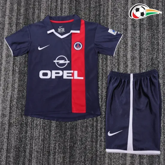 Camisa PSG Titular 2001/02 Retrô Infantil Azul Marino