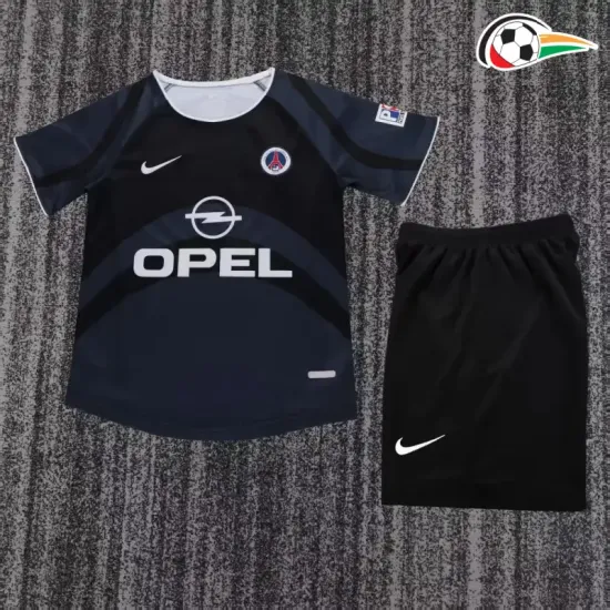 Camisa PSG Third 2001/02 Retrô Infantil Preto/Azul