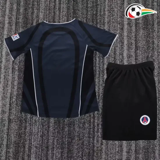 Camisa PSG Third 2001/02 Retrô Infantil Preto/Azul