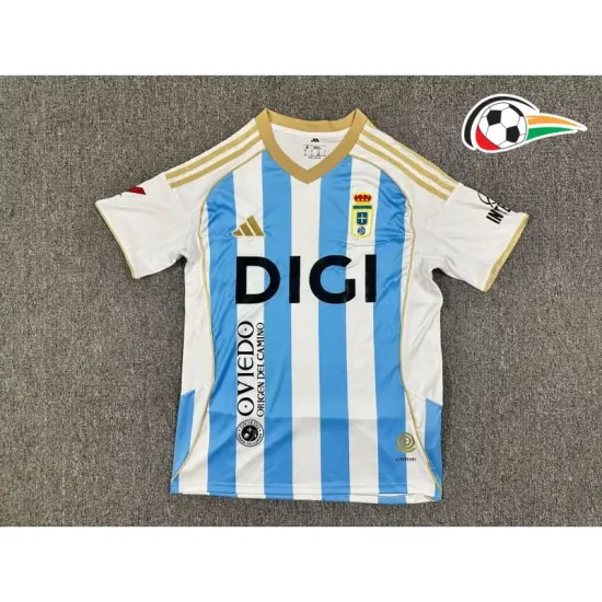Camisa Real Oviedo Third 2025/26 com Patch da La Liga Azul/Branco