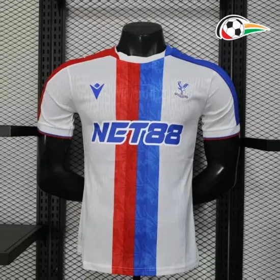 Camisa Crystal Palace Reserva 2025/26 Versão Jogador Branco/Azul/Vermelho