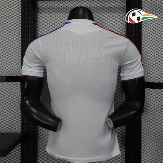Camisa Crystal Palace Reserva 2025/26 Versão Jogador Branco/Azul/Vermelho