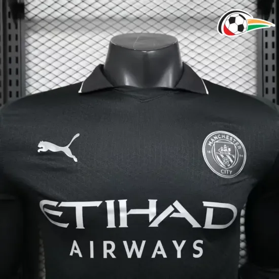 Camisa Manchester City Reserva 2025/2026 Versão Jogador ML Preto