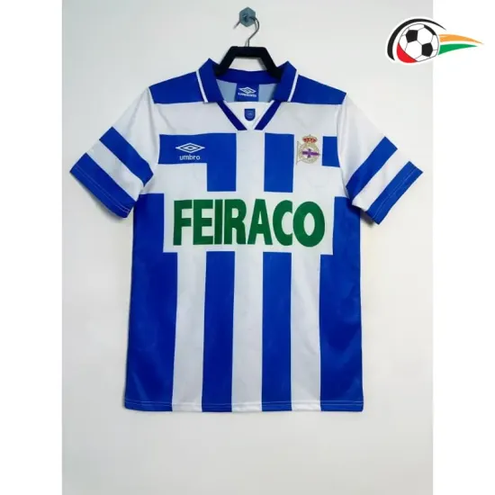 Camisa Deportivo de La Coruña Titular 1994/95 Retrô Branco/Azul
