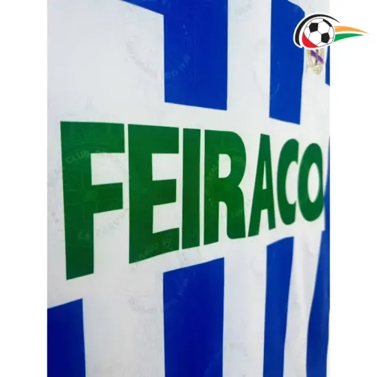 Camisa Deportivo de La Coruña Titular 1994/95 Retrô Branco/Azul
