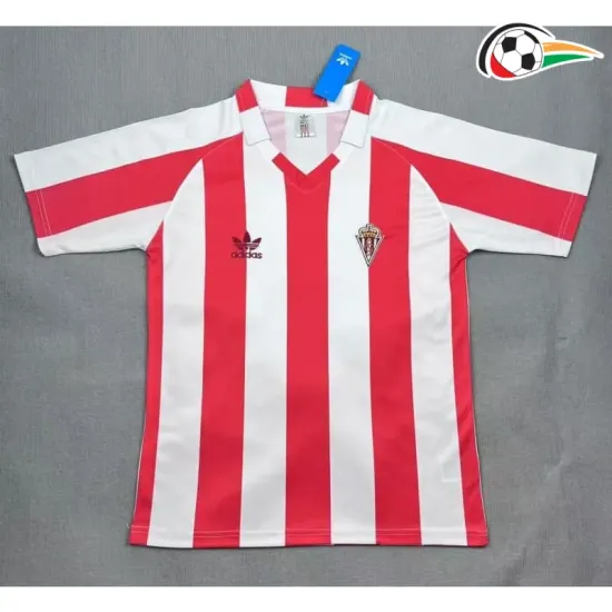 Camisa Sporting de Gijón Titular 1986/88 Retrô Branco/Vermelho