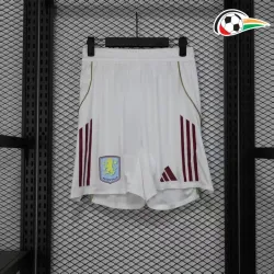Shorts Aston Villa Titular 2025/2026 Versão Jogador Branco