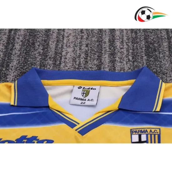 Camisa Parma Calcio Titular 1998/99 Retrô Infantil Amarelo/Azul