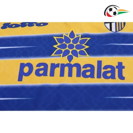 Camisa Parma Calcio Titular 1998/99 Retrô Infantil Amarelo/Azul