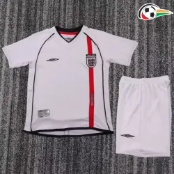 Camisa Inglaterra Home 2002 Retrô Infantil Branco