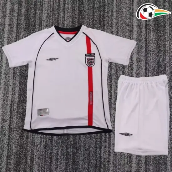 Camisa Inglaterra Home 2002 Retrô Infantil Branco