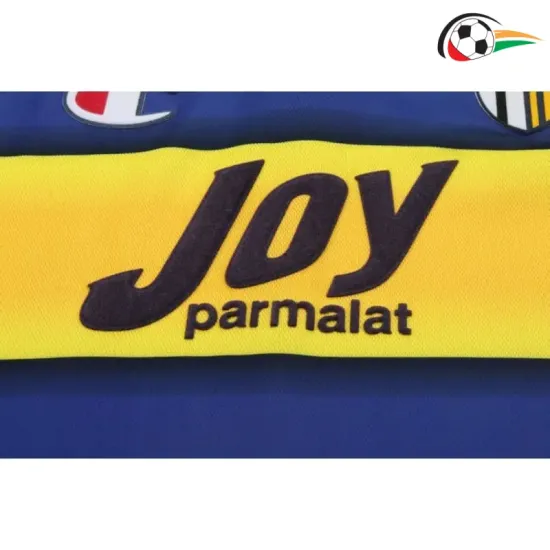 Camisa Parma Calcio Home 2001/02 Retrô Infantil Amarelo/Azul