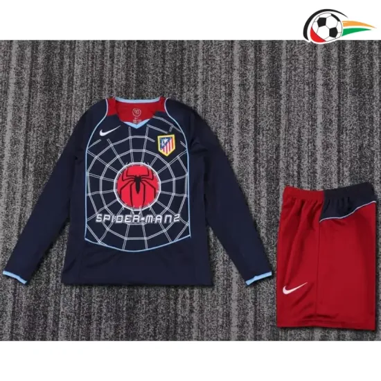 Camisa Atlético de Madrid Away 2004/05 Retrô Infantil ML Azul Marinho