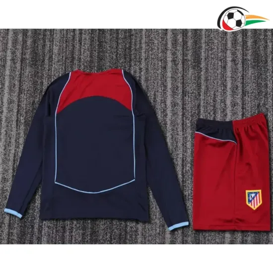Camisa Atlético de Madrid Away 2004/05 Retrô Infantil ML Azul Marinho