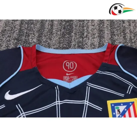 Camisa Atlético de Madrid Away 2004/05 Retrô Infantil ML Azul Marinho