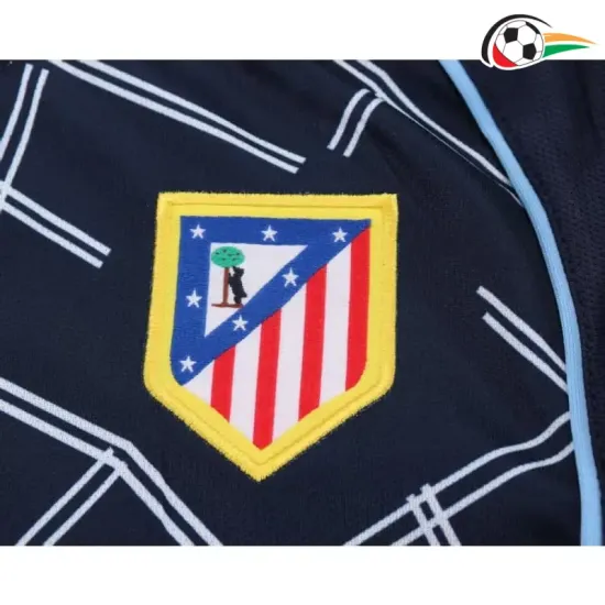 Camisa Atlético de Madrid Away 2004/05 Retrô Infantil ML Azul Marinho