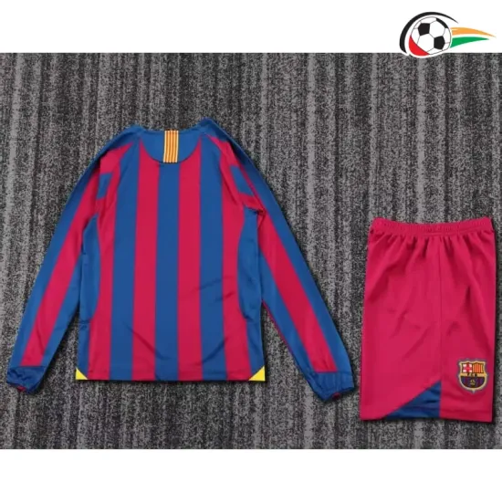 Camisa Barcelona Home 2005/06 Retrô Infantil ML Vermelho/Azul