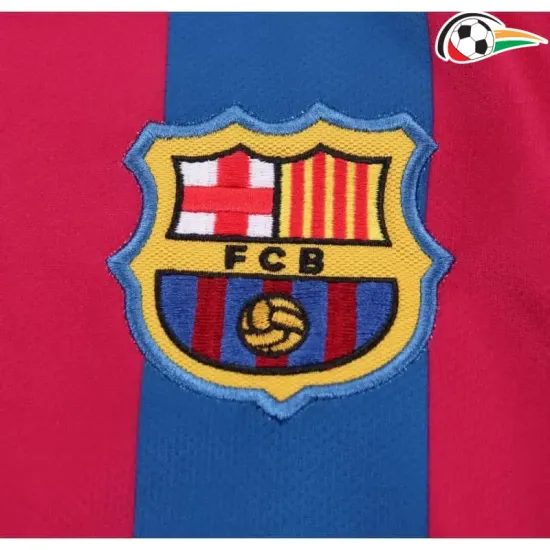 Camisa Barcelona Home 2005/06 Retrô Infantil ML Vermelho/Azul