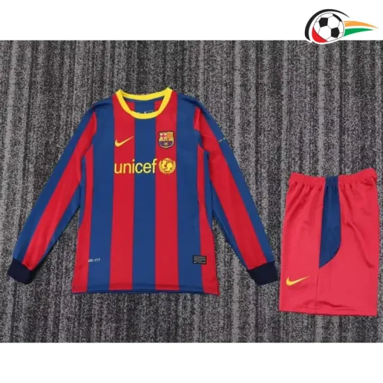 Camisa Barcelona Home 2010/11 Retrô Infantil ML Vermelho/Azul