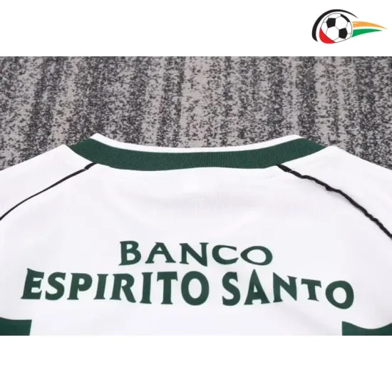Camisa Lisboa Home 2001/03 Retrô Infantil ML Branco/Verde