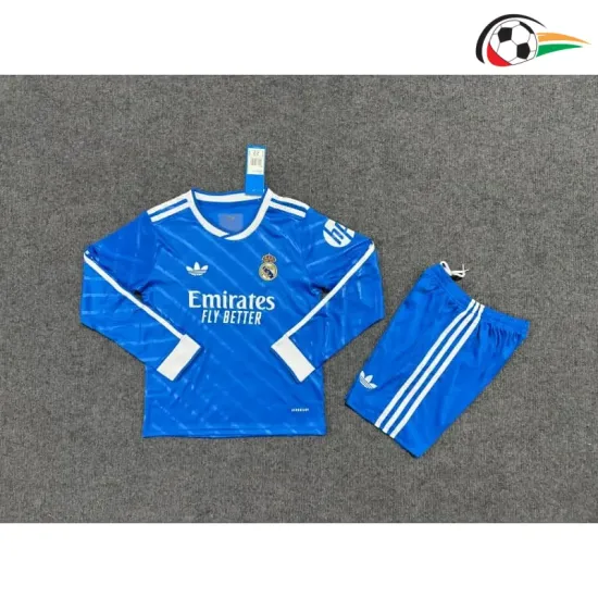 Camisa Real Madrid Third 2025/2026 Infantil ML com Patch HP Azul