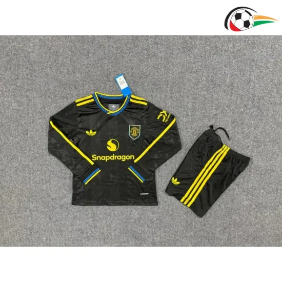 Camisa Manchester United Third 2025/2026 Infantil ML Preto