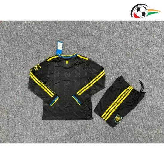 Camisa Manchester United Third 2025/2026 Infantil ML Preto