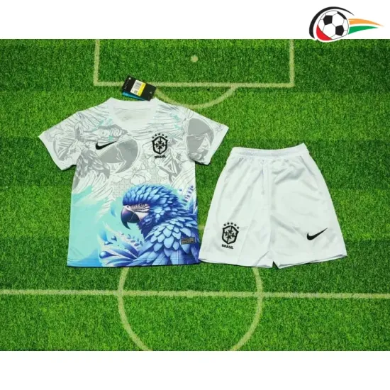 Camisa Brasil 2026 Edição Especial com Estampa de Papagaio Infantil Branco/Azul