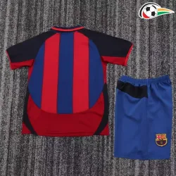 Camisa Barcelona Home 2003/04 Retrô Infantil Vermelho/Azul